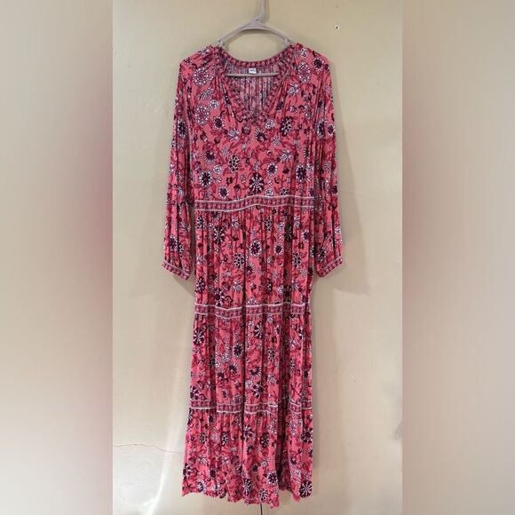 Old navy size medium Floral-Print Tiered-Hem Midi Swing Dress - Picture 6 of 7
